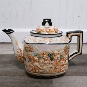 Ceramic Teapot Made in Japan w/German Bavarian Scene on Side
